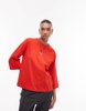 ARKET heavyweight 3/4 sleeve T-shirt in red