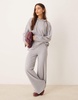 ASOS DESIGN supersoft wide rib knit longline oversized hoodie in gray - part of a set