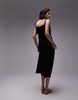 Topshop cowl neck tie shoulder midi slip dress in black