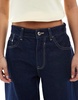 Bershka Petite clean wide leg jeans in authentic dark blue