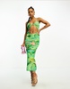 AFRM Keefa key hole midi dress in green