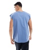 Brave Soul raw edge tank in coronet blue