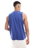 ASOS DESIGN boxy relaxed tank top in blue with chest print