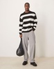 ASOS DESIGN oversized knit sweater in black and ecru stripe