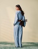 ASOS DESIGN tailored barrel leg pants with turn up hem in light blue - part of a set