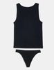ASOS DESIGN rib thong and vest set in black