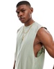 ASOS DESIGN relaxed tank in green with text back print