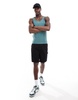 ASOS DESIGN 2 pack muscle fit tank tops in stone and mid green