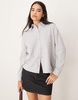 ASOS DESIGN oversized waffle knit shirt in gray