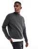ASOS DESIGN knitted oversized cropped plated rib sweater in charcoal