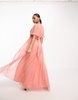Anaya Bridesmaid flutter sleeve maxi dress in coral pink