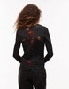 AllSaints Katlyn long sleeve mesh top in black floral