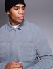 ASOS DESIGN fleece sweatshirt with quarter zip and collar in gray