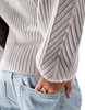 ASOS DESIGN knit structured sweater with volume sleeve in rib in gray