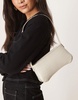 ASOS DESIGN textured curved base shoulder bag in stone