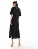 ASOS DESIGN puff sleeve t-shirt midi dress in black