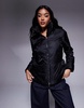 Armani Exchange padded coat with all over logo print in black