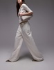 Mango buckle waistband straight leg pants in white
