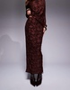 River Island floral devore midi skirt in brown - part of a set