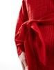 Brave Soul saka waist tie sweater in red