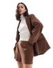 ASOS DESIGN wool look tailored shorts in chocolate
