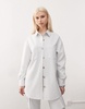 Amy Lynn button up oversized shirt in silver - part of a set