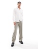 ASOS DESIGN linen mix regular fit dress shirt with penny collar in ecru