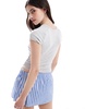 Bershka ruched side baby tee in gray heather
