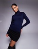 River Island roll neck sweater in navy