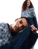 COLLUSION Unisex brushed oversized fairisle sweater in blue
