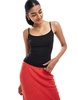 Bershka square neck cami top in black