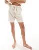 ASOS DESIGN Isabel mix & match linen look beach bermuda shorts in neutral