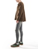 ASOS DESIGN spray on jeans with power stretch in tinted dark wash blue