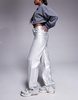 Armani Exchange metallic coated straight leg jeans in silver