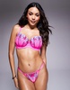 Ann Summers Fuller Bust Shimmering non padded balcony bra with floral embroidery in pink