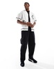 ADPT oversized camp collar shirt with flower placement print in white