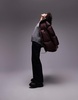Arket down puffer long line jacket in burgundy