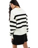 Bershka oversized polo sweater in black & white