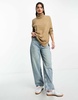 French Connection oversized turtle neck sweater with ribbed arm detail in camel