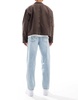 Bershka straight vintage jeans in light blue