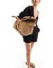 South Beach oversized woven shoulder bag in beige