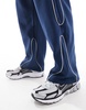 Bershka piped wide leg sweatpants in blue - part of a set