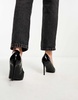 ASOS DESIGN Paphos pointed high heeled pumps in black patent