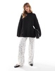 ASOS DESIGN brushed crew neck sweater in black