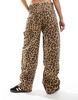 Bershka carpenter pants in leopard print