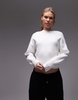 Topshop knit compact fitted waist sweater in ivory