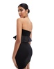 Bershka velvet puffball top in black