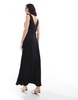Brave Soul polka dot sleeveless satin dress in black