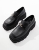 ASOS DESIGN chunky loafers in black with silver hardware
