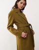 Miss Selfridge belted wrap formal coat in khaki